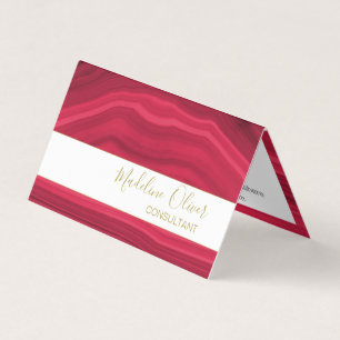 Tarjeta De Visita Borgoña Rojo Elegante Agate Jewel Moderno Estilo