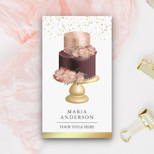 Tarjeta De Visita Borgoña Rosa Polvoriento Pastel Floral Pastelería
