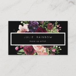 Tarjeta De Visita Borgoña y Rubor Floral rosa - Negro 2