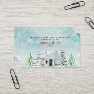 Tarjeta De Visita Bosque acuático Feliz Navidad