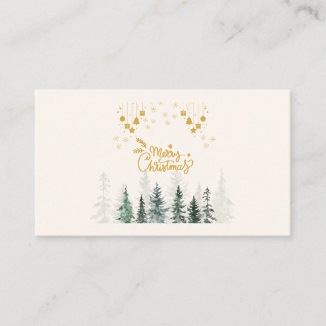 Tarjeta De Visita Bosque acuático Feliz Navidad (Anverso)