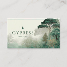 Tarjeta De Visita Bosque Brumoso Esmeralda Verde Paisaje Sereno