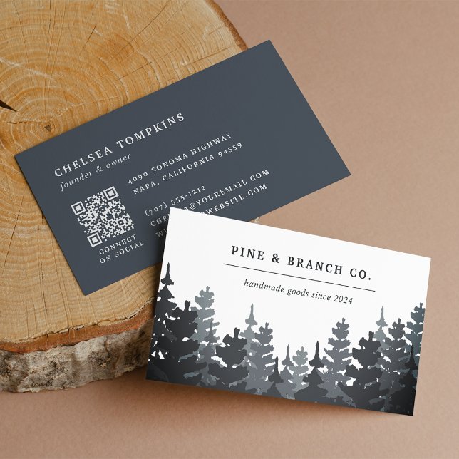 Tarjeta De Visita Bosque de invierno | Logotipo de árbol verde (Subido por el creador)