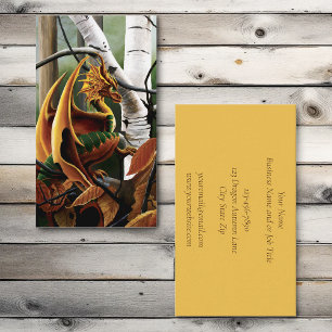 Tarjeta De Visita Bosque de Otoño Dragón Ámbar Abedul Fantasía