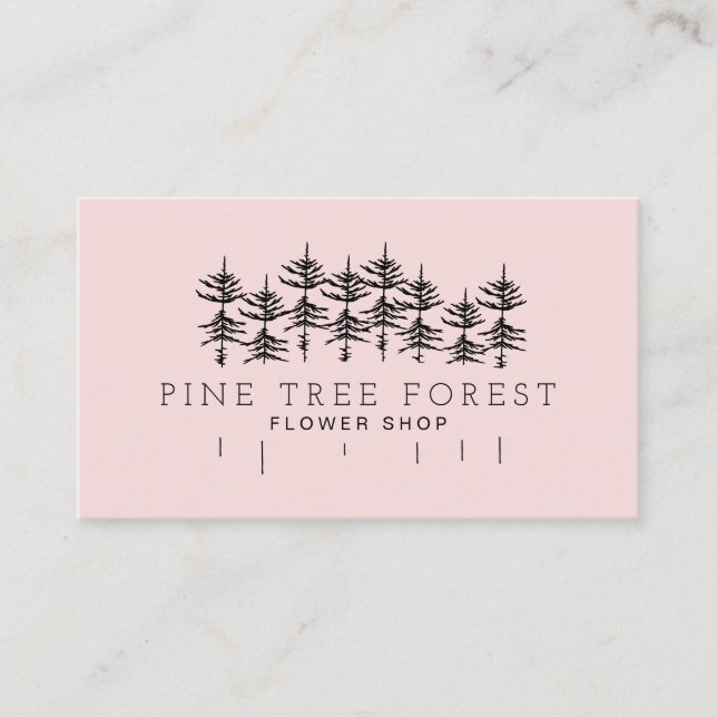 Tarjeta De Visita Bosque de Pino Botánico Rosa (Anverso)