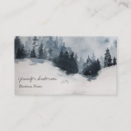 Tarjeta De Visita Bosque de Pino de Invierno Watercolor Adventure Wo