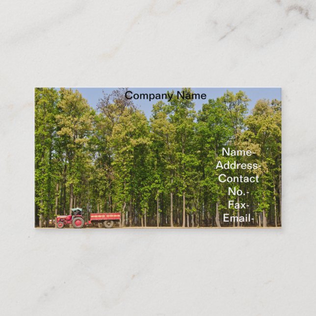 Tarjeta De Visita Bosque del Shorea robusta y del tractor en campo (Anverso)