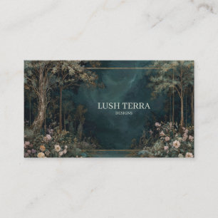Tarjeta De Visita Bosque Encantado Nocturno y Floral
