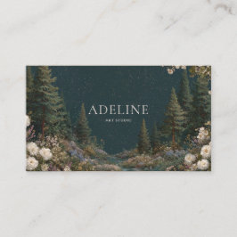 Tarjeta De Visita Bosque Floral de Noche Estrellada Celestial