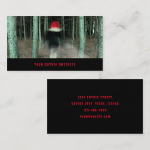 Tarjeta De Visita Bosque gótico-moderno Chica rojo negro espeluznant