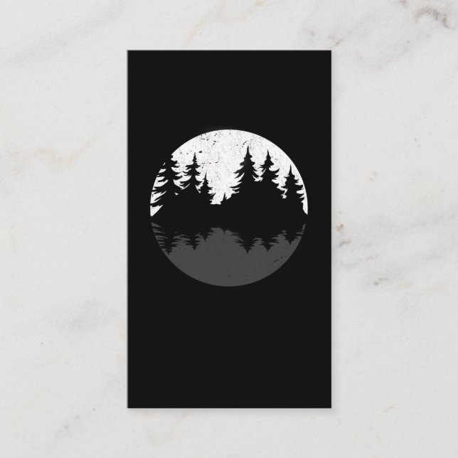 Tarjeta De Visita Bosque Moon Reflection Trees Silhouette (Anverso)