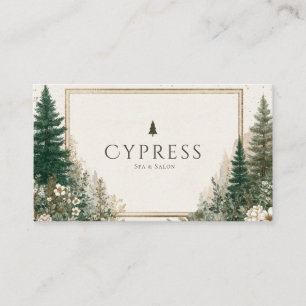 Tarjeta De Visita Bosque Rústico de Pinos Invierno Tierra Forestal