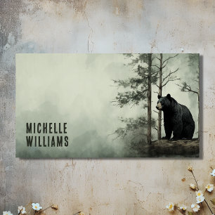 Tarjeta De Visita Bosque rústico simple de bosques de oso negro