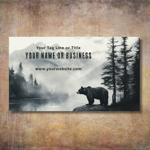 Tarjeta De Visita Bosque Salvaje Montañoso Rústico de Oso Negro