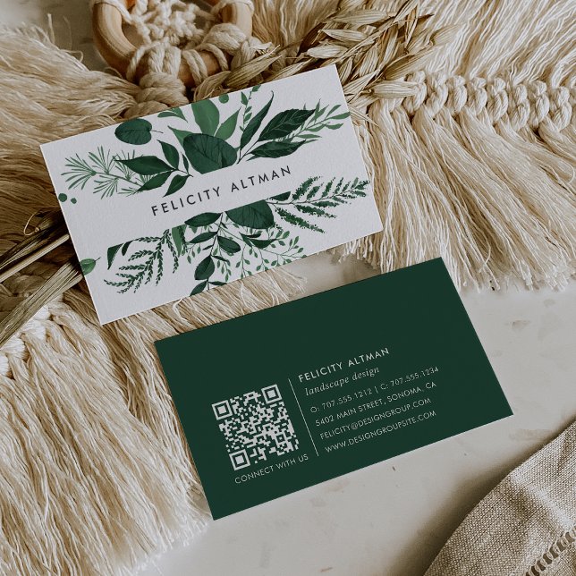 Tarjeta De Visita Bosque silvestre | Código QR botánico (Subido por el creador)