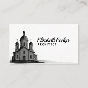 Tarjeta De Visita Bosquejo de la Iglesia Ortodoxa sobre fondo blanco