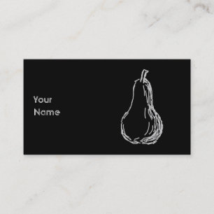 Tarjeta De Visita Bosquejo de la pera. Línea ilustracion en gris