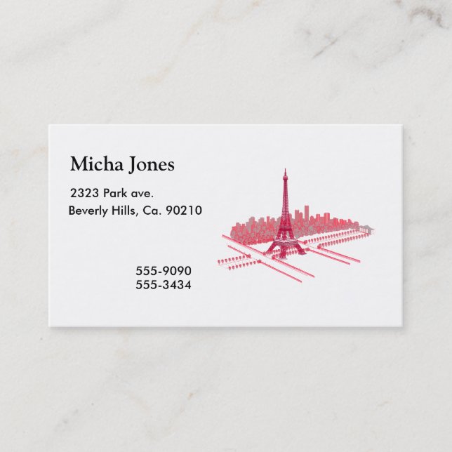 Tarjeta De Visita Bosquejo moderno de la torre Eiffel de París (Anverso)