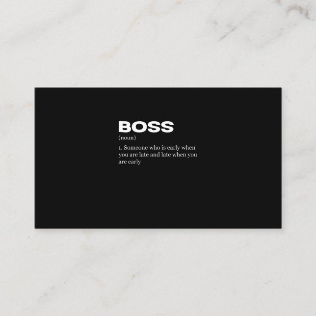 Tarjeta De Visita Boss divertida definición Feliz Día del Jefe (Anverso)