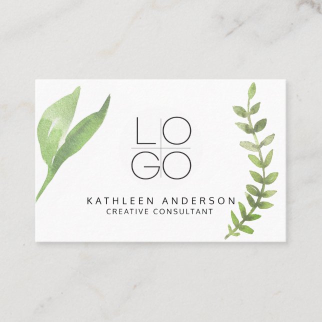 Tarjeta de visita botánica acuarela con código QR (Anverso)