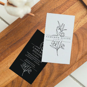 Tarjeta de visita botánica de florista dibujada a 