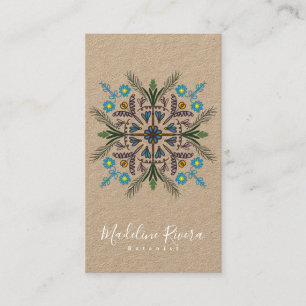 Tarjeta De Visita Botánica Floristería  Yoga Vegetación Mandala Kraf