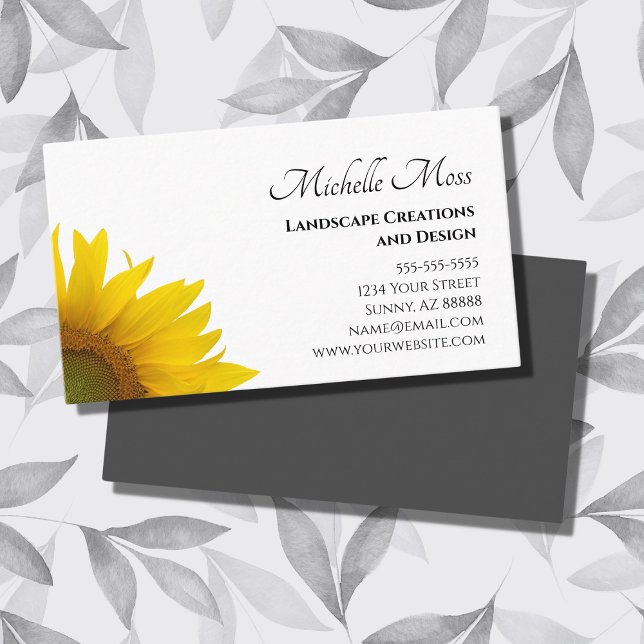 Tarjeta De Visita Botánica Rústica de girasol amarillo (Subido por el creador)