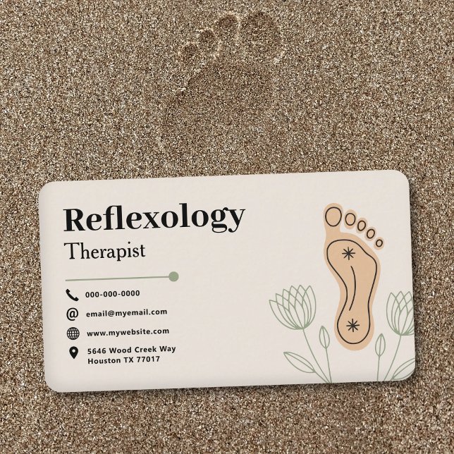Tarjeta De Visita Botanical Elements & Footprint - Reflexology (Botanical Elements & Footprint - Reflexology Business Card)