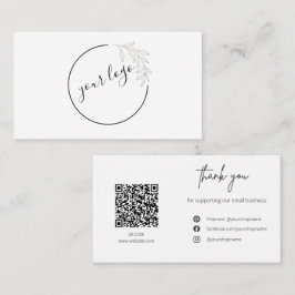 Tarjeta De Visita Botanical Logo QR Code Thank You Card Business