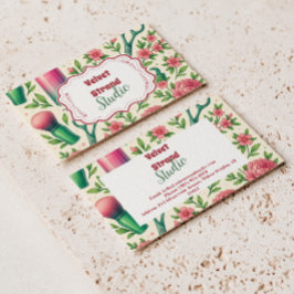 Tarjeta De Visita Botanical Pink Stylist Beauty Business