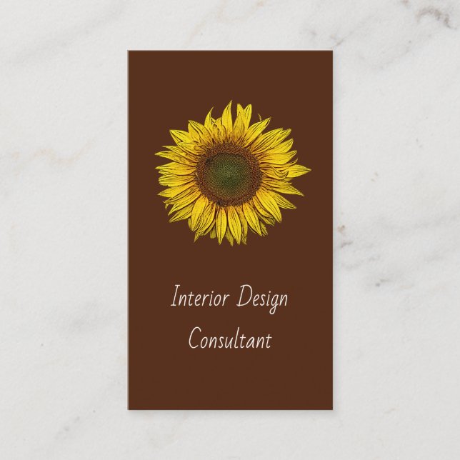 Tarjeta De Visita Botanical Sunflower QR code Designer Rustic (Anverso)