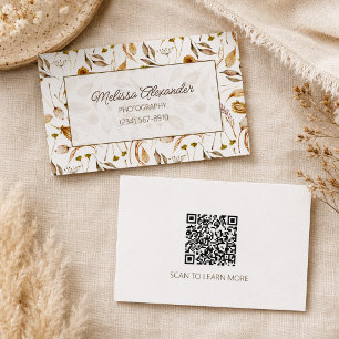 Tarjeta De Visita Botánico Bohemio con Código QR