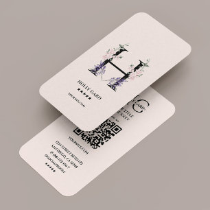 Tarjeta De Visita Botánico floral Monograma Flor silvestre Elegante 