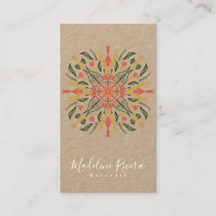 Tarjeta De Visita Botany Florist Greenery Mandala Designer Kraft