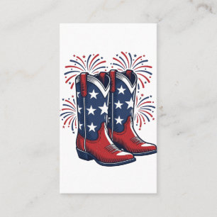 Tarjeta De Visita Botas de vaquero patrióticas Diseño de camisa west