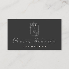 Tarjeta De Visita Botella de Aceites Esenciales Mística Dibujada Esp