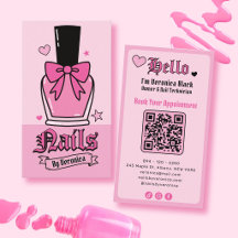 Botella de esmalte de uñas rosa lazo salón de uñas