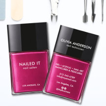 Botella de esmalte de uñas rosa moderna chic Salón