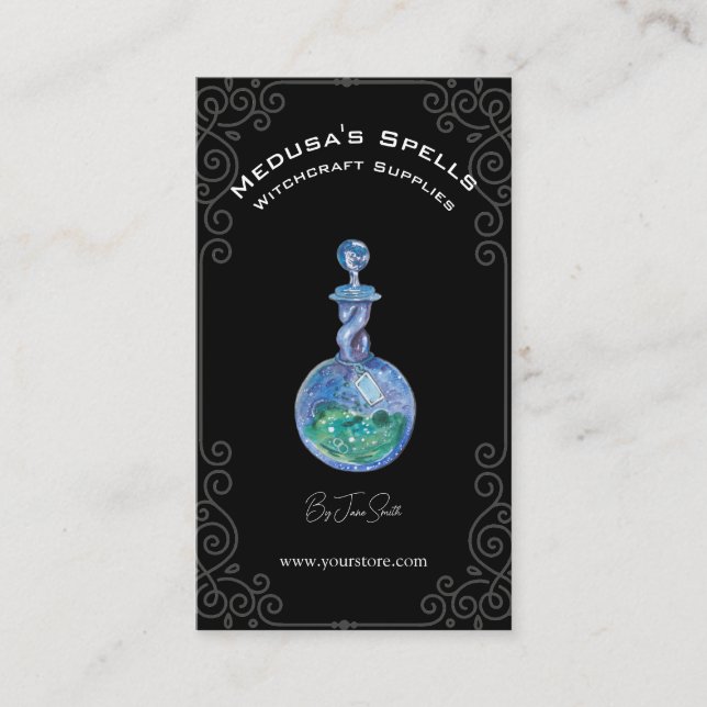 Tarjeta De Visita Botella de hechizo simple de brujería negra person (Anverso)