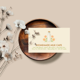 Tarjeta De Visita Botella de Leche Acuarela Floral Amarillo