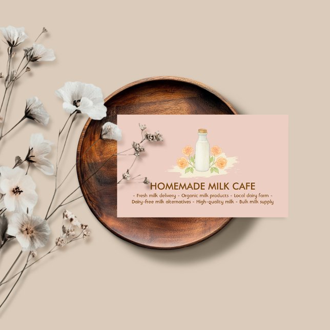 Tarjeta De Visita Botella de leche Acuarela Floral rosa rubor (Subido por el creador)