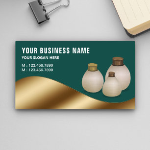 Tarjeta De Visita Botella de perfume de aceite aromático dorado metá
