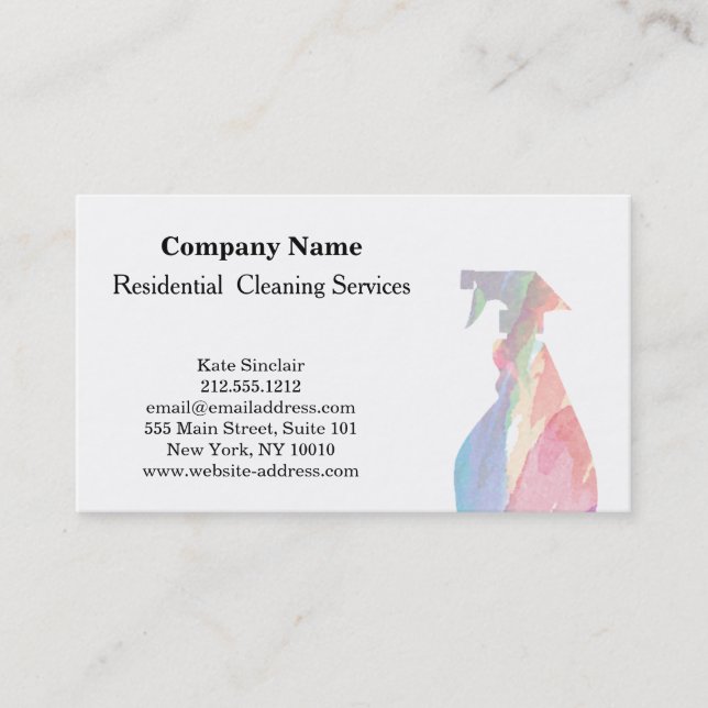 Tarjeta De Visita Botella de pulverización de servicio de limpieza p (Anverso)