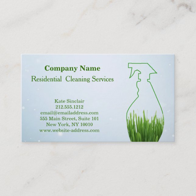 Tarjeta De Visita Botella de pulverización de servicio de limpieza p (Anverso)