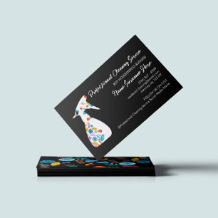 Tarjeta De Visita Botella de spray floral negro limpieza de habitaci