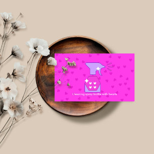 Tarjeta De Visita Botella de spray Pink Heart limpieza lavado