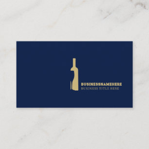 Tarjeta De Visita Botella de vidrio de vino marrón naval Restaurante