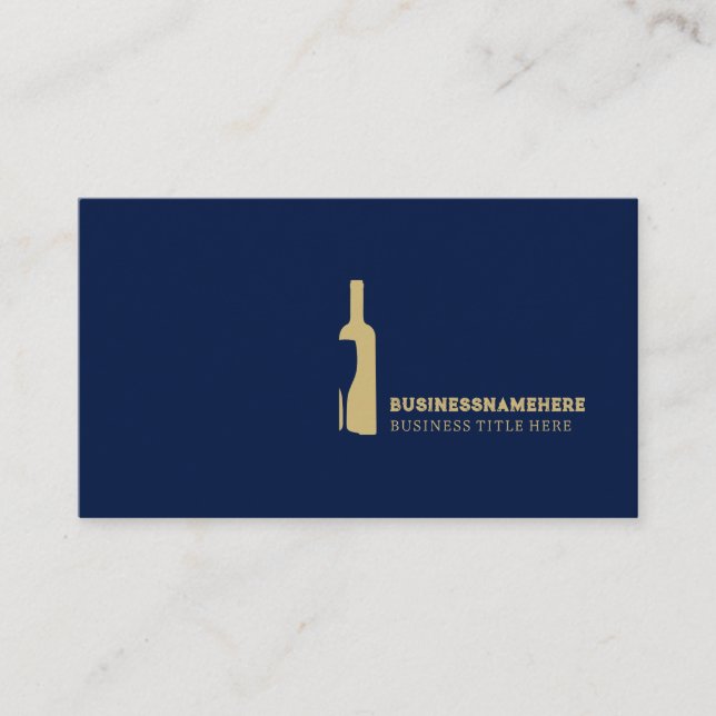 Tarjeta De Visita Botella de vidrio de vino marrón naval Restaurante (Anverso)