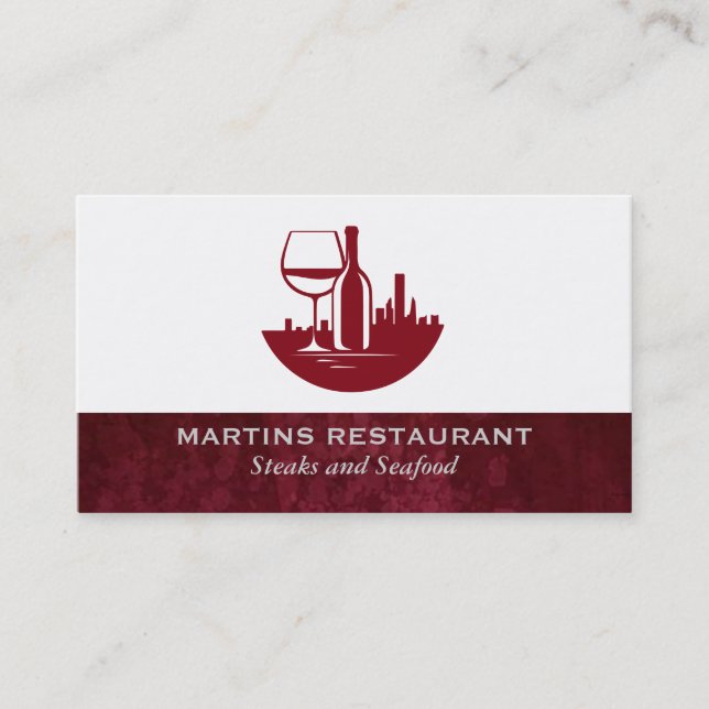 Tarjeta De Visita Botella de vidrio de vino | Skyline de la ciudad (Anverso)