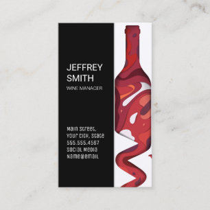 Tarjeta De Visita Botella de vino artística Restaurante